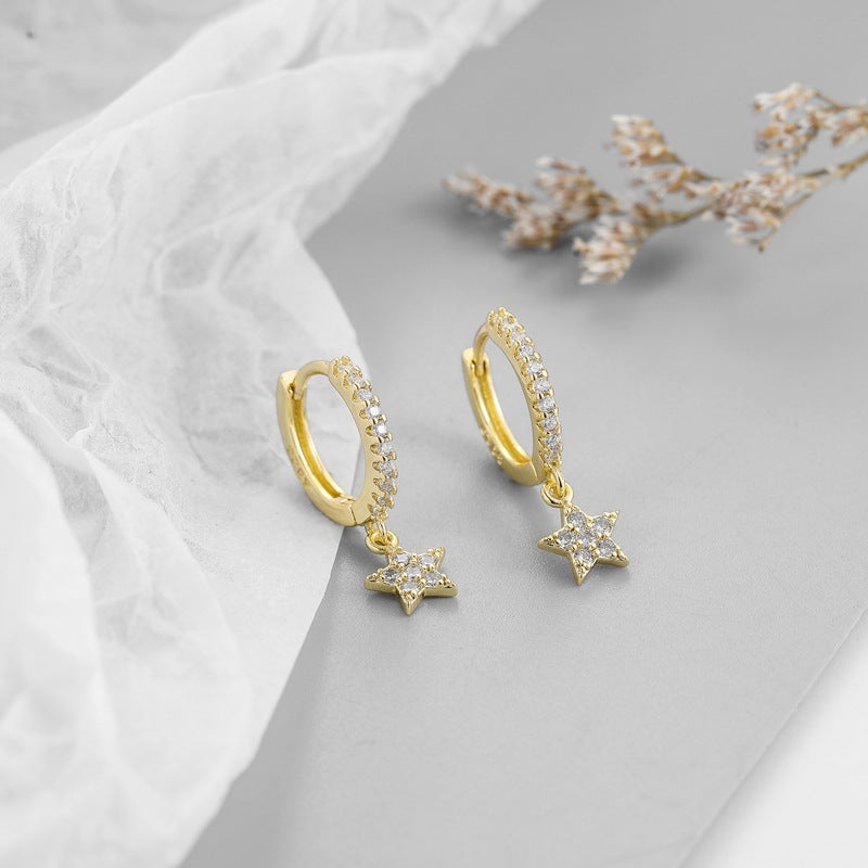 Sterling Silver Earrings For Women Korean Style XINGX Earrings Sweet Cute With Diamonds