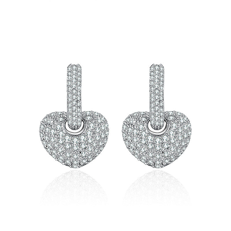 Temperament Style Diamond-studded Peach Heart Earrings Design Style