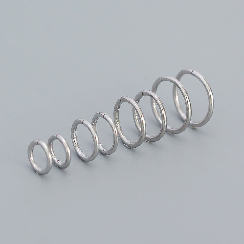 Puncture Jewelry S925 Sterling Silver Ins Style Geometric Round Earrings For Women