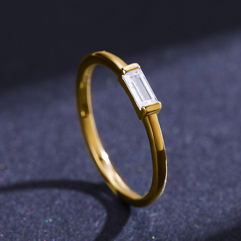 Simple Cold Style Zircon Ring Women