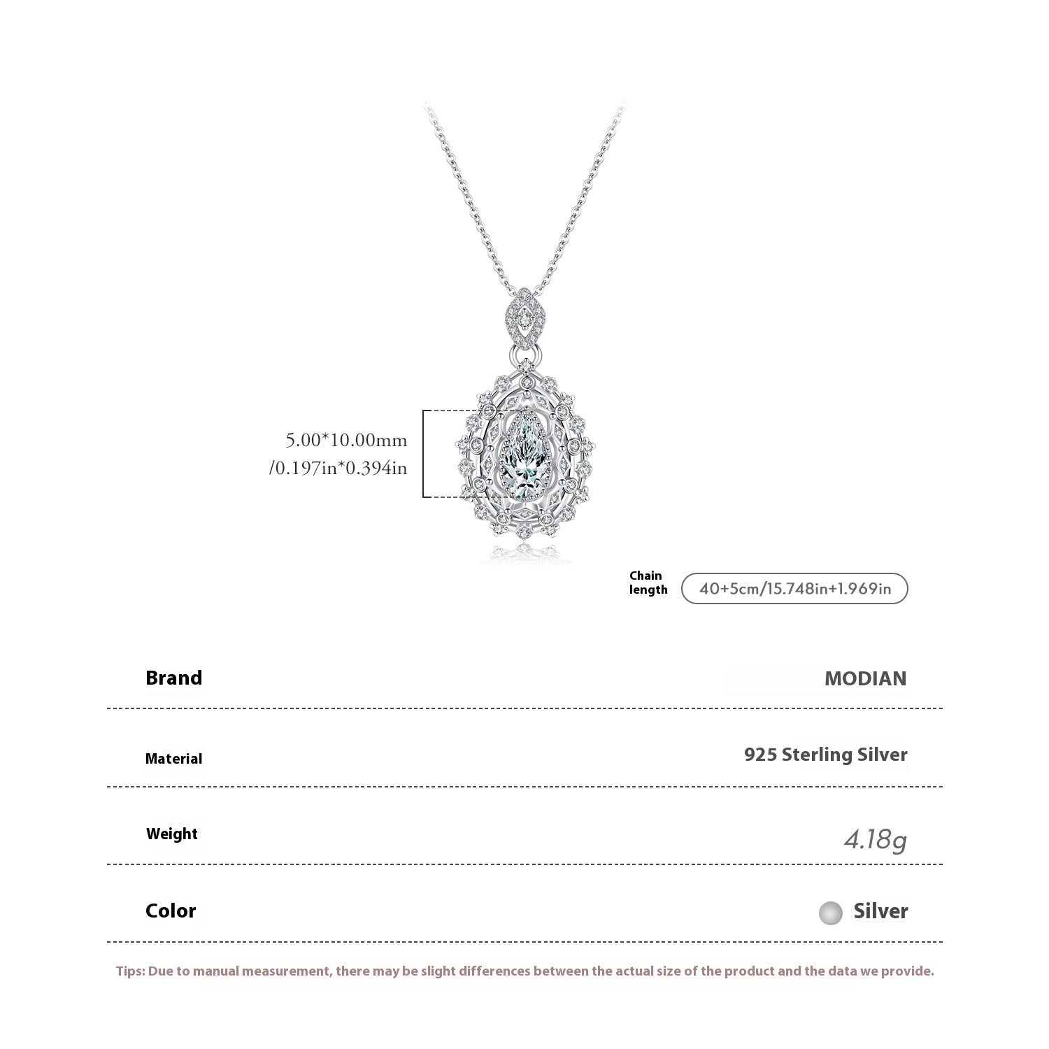 S925 Sterling Silver Old Money Style Luxury Full Diamond Drop Pendant
