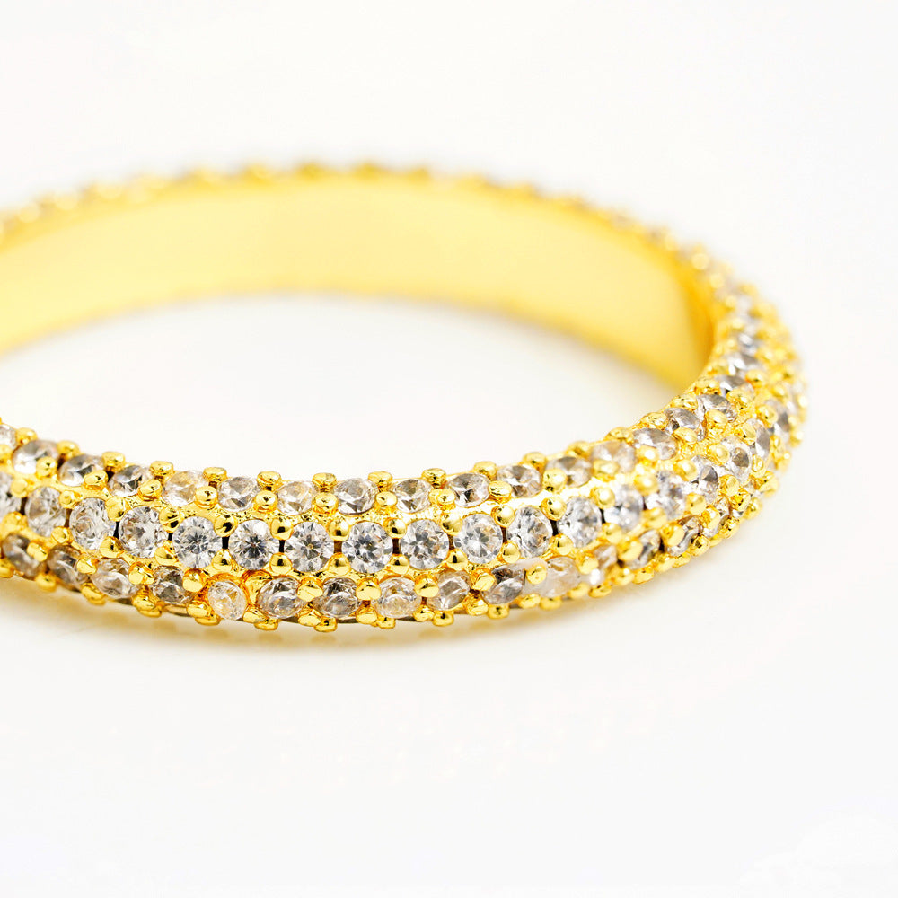 Ins Style Silver Jewelry Full Diamond Single Row Ring Women