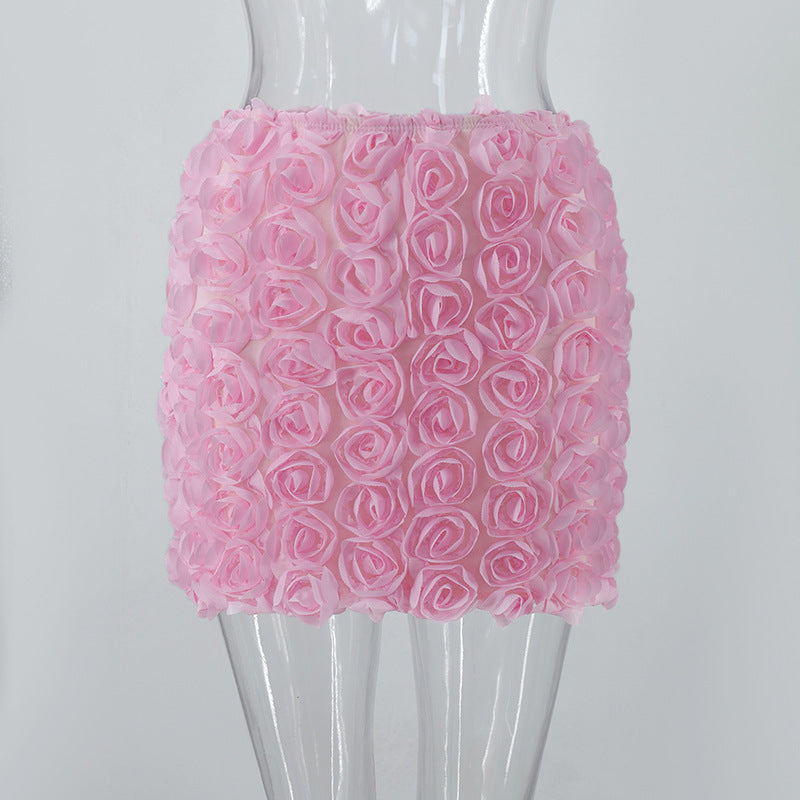 Women's Fashion Three-dimensional Flower Short Skirt