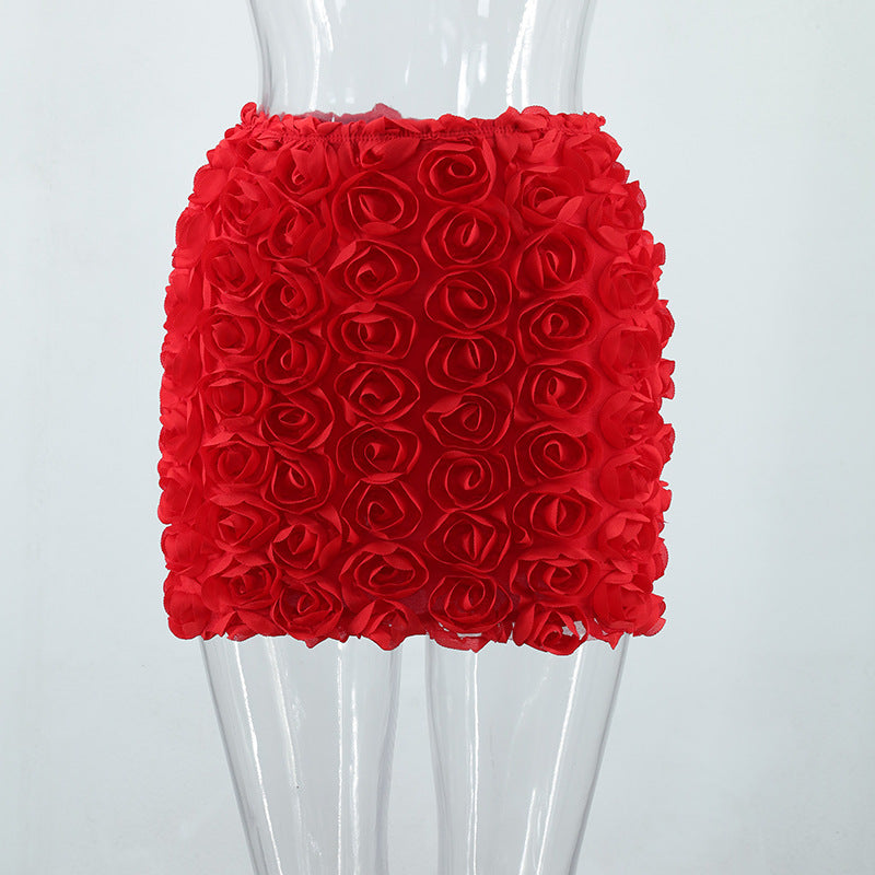 Women's Fashion Three-dimensional Flower Short Skirt