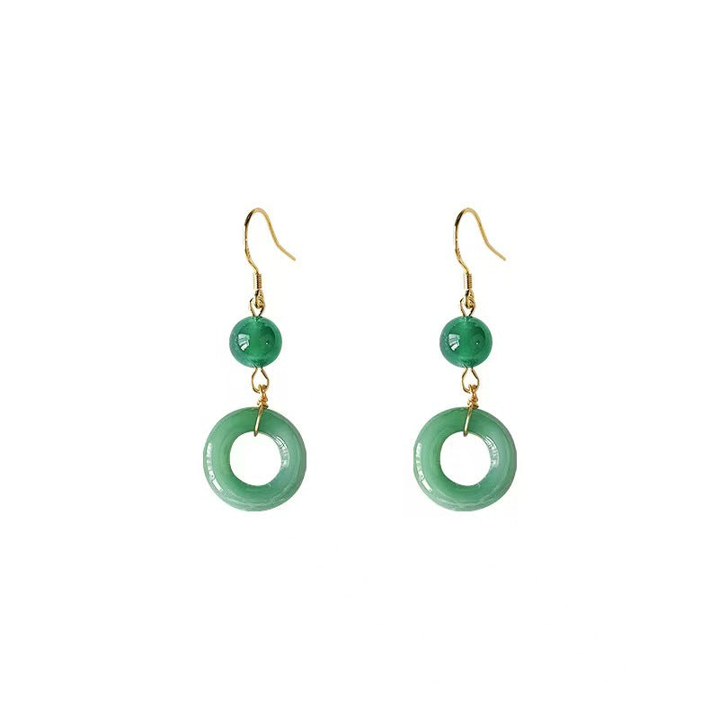 New Chinese Style Green Jade Design Han Chinese Clothing Cheongsam Peace Buckle Shape Female Accessories