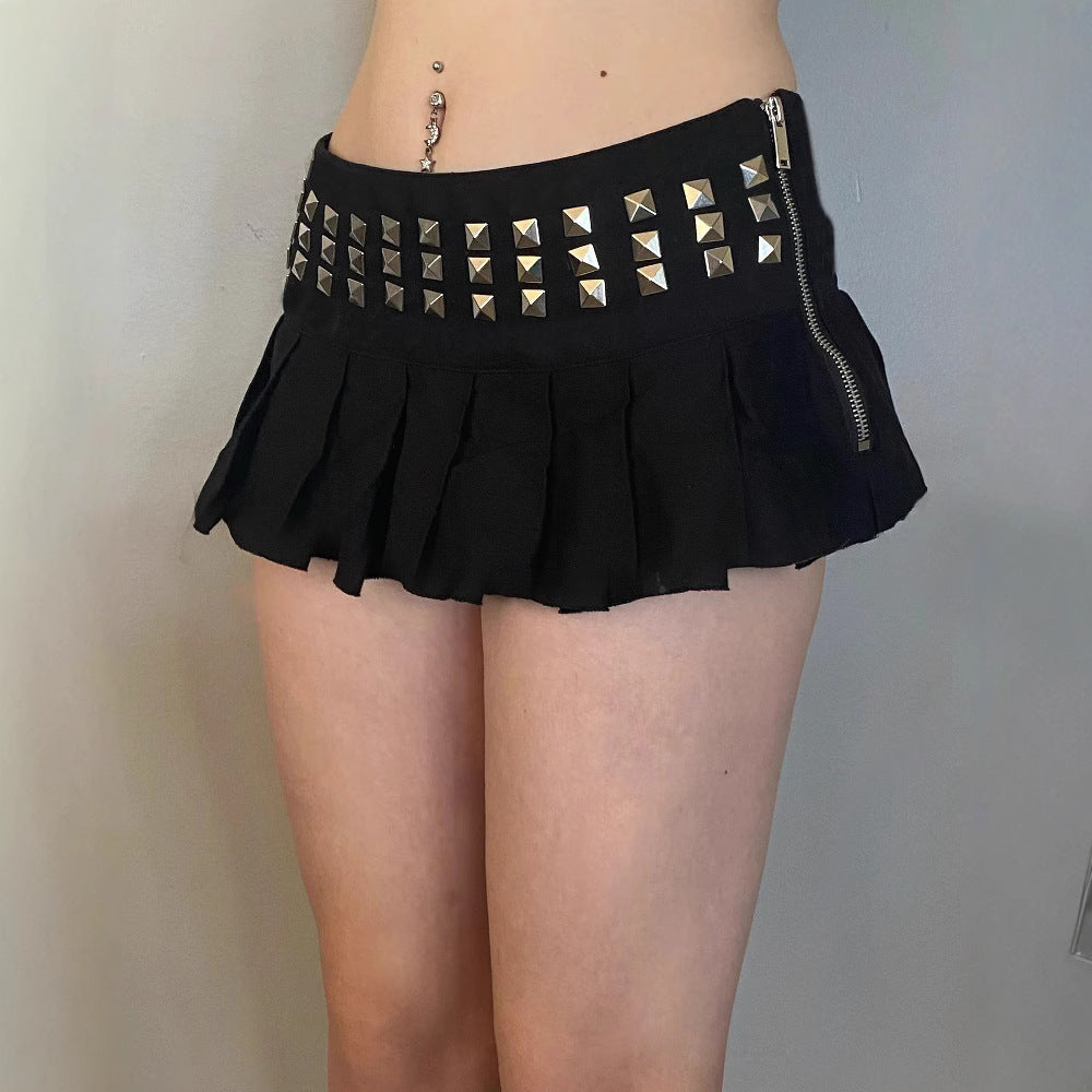New Hot Drilling Pleated Skirt Skirt Female Summer Cool