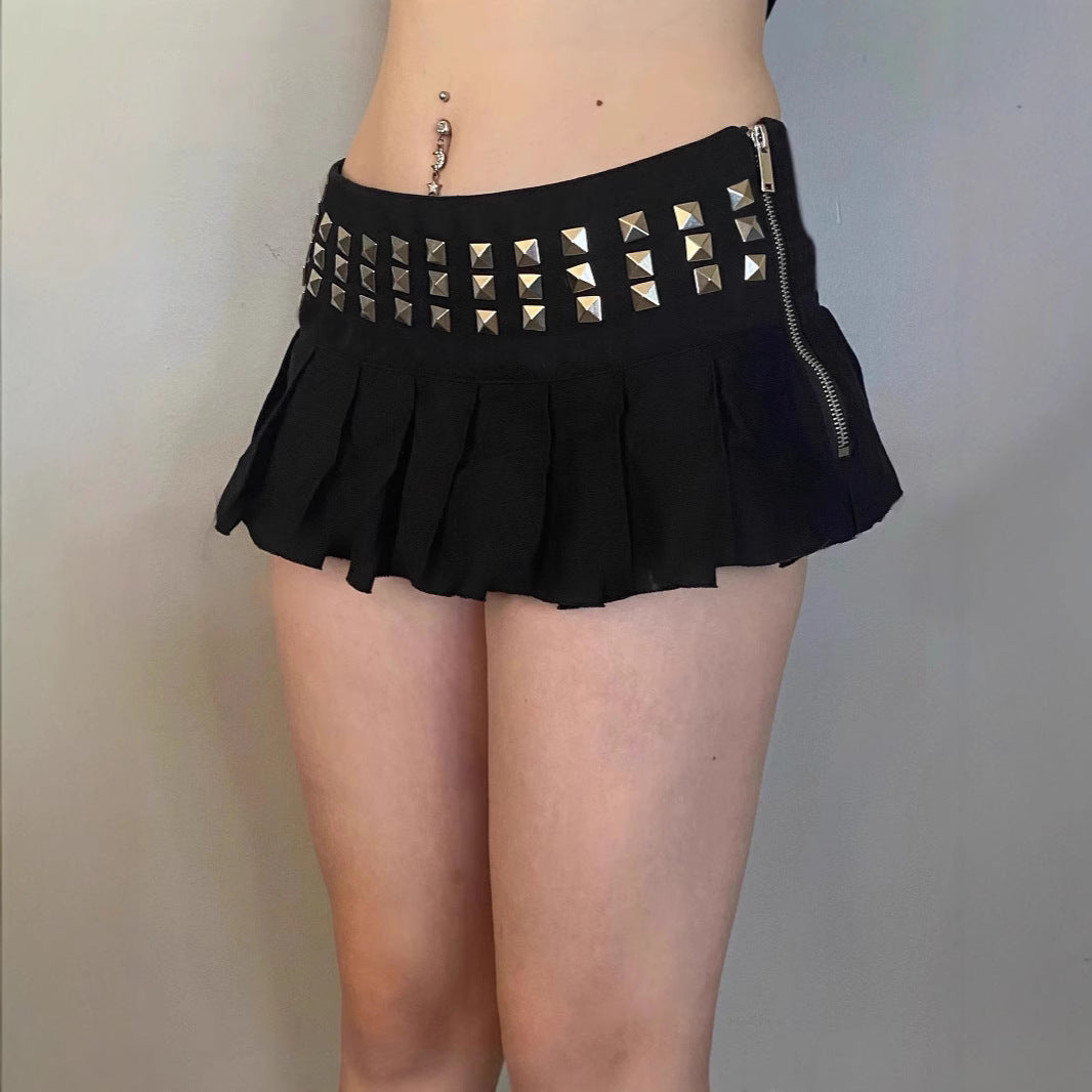 New Hot Drilling Pleated Skirt Skirt Female Summer Cool