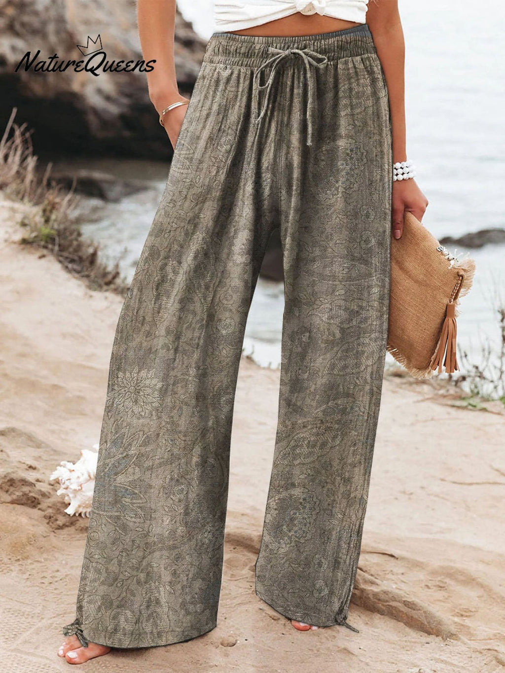 Women's High Waist Casual Loose Printed Wide-leg Pants