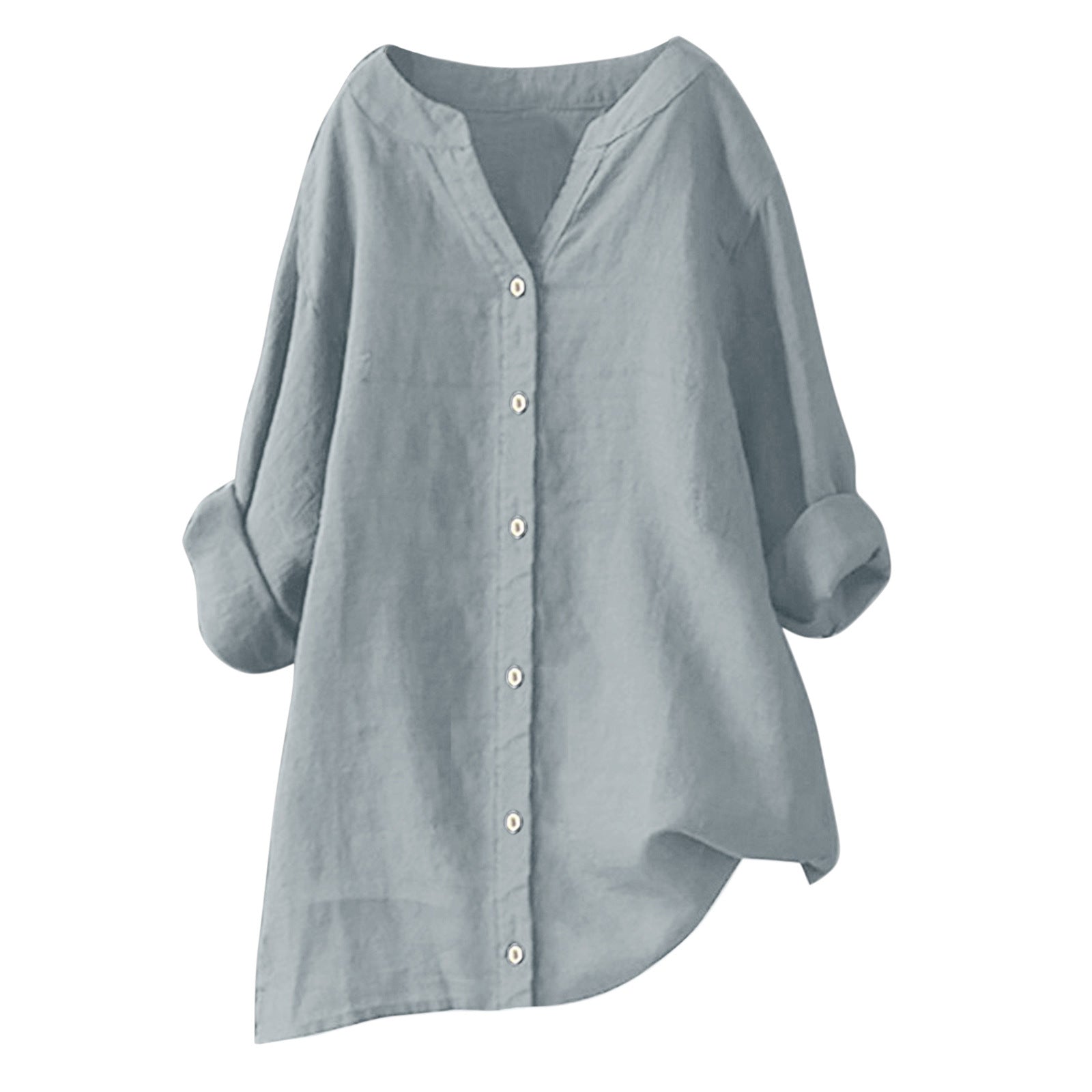 Women's Cotton And Linen Long Sleeve Button Shirt