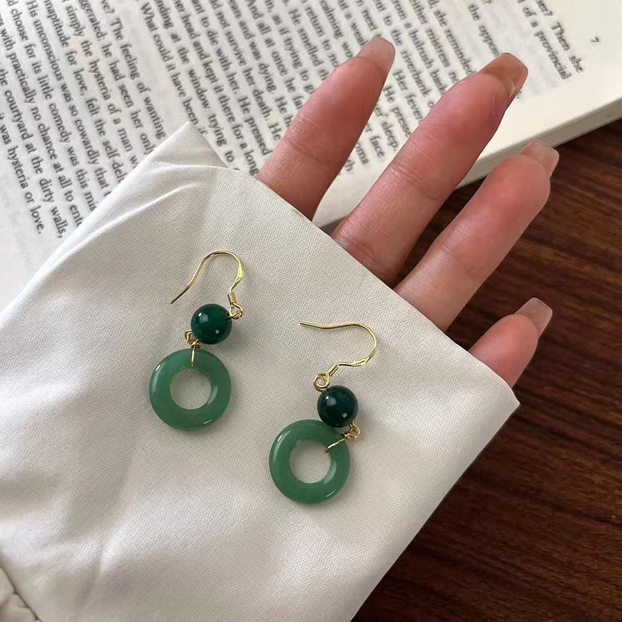 New Chinese Style Green Jade Design Han Chinese Clothing Cheongsam Peace Buckle Shape Female Accessories