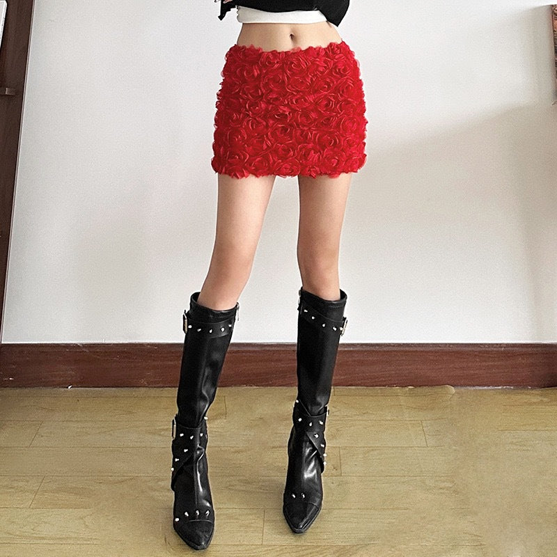 Women's Fashion Three-dimensional Flower Short Skirt