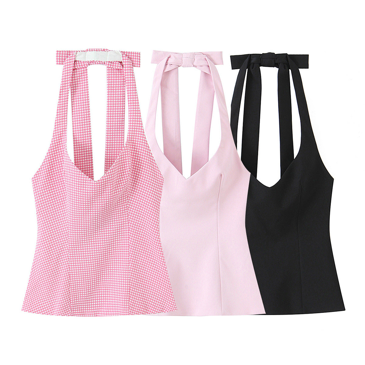 Autumn New Sweet And Spicy Style Slim-fit Hanging Collar Top
