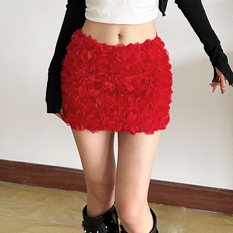 Women's Fashion Three-dimensional Flower Short Skirt