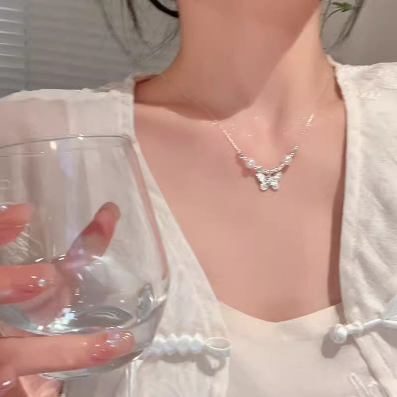 High-grade Popular Butterfly Pearl Necklace For Women Ins Style