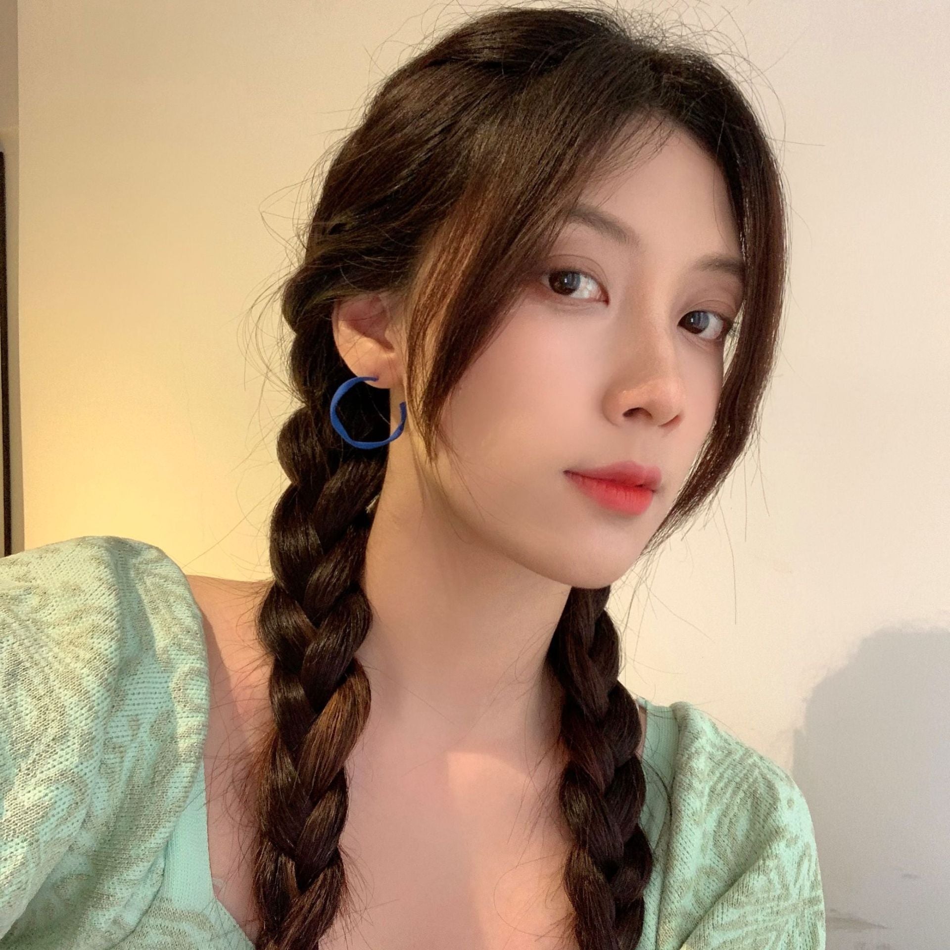 Trendy Sterling Silver Needle Stud Earrings For Women Korean Style Popular