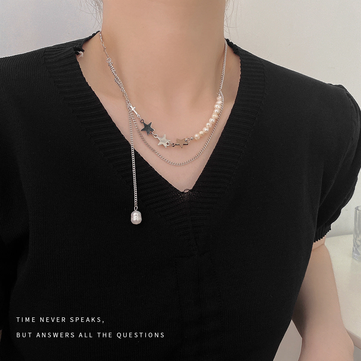Niche Palace Style Irregular Pearl Stitching Necklace Women