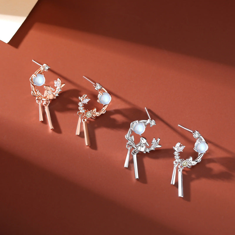 Original Mori Style Adorable Rabbit Earrings National Style Retro