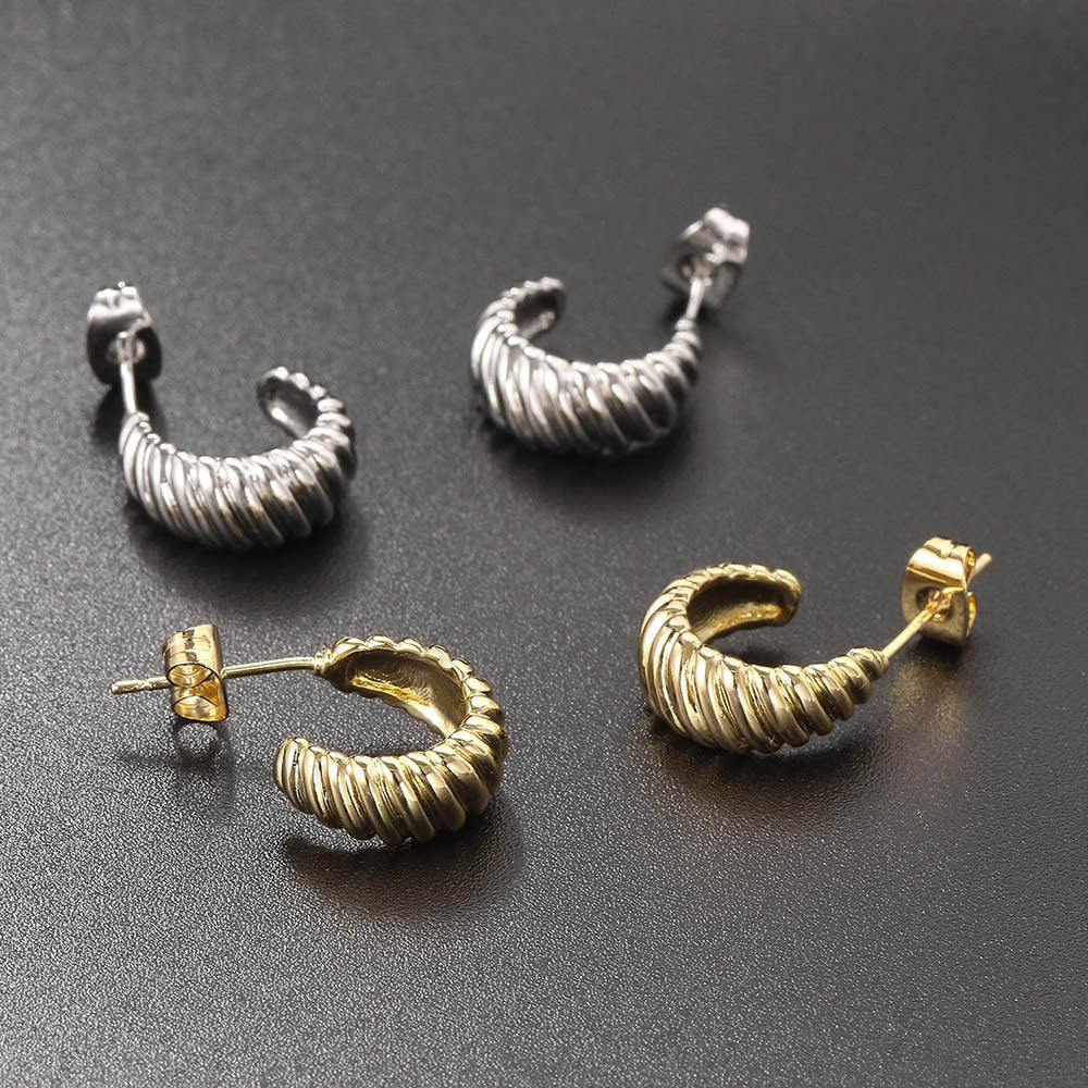 Simple French Style Croissant Stud Earrings For Women