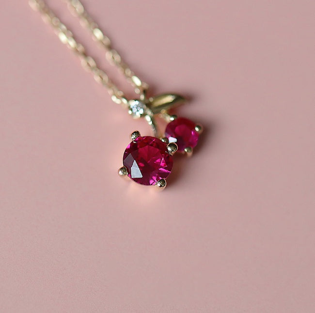 Small Cherry Light Luxury Pendant Creative Cute Girly Style Necklace For Women