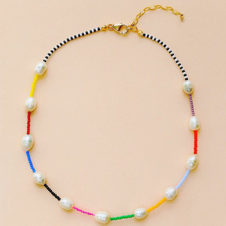 Rainbow Baroque Pearl Hyuna Style Choker Necklace Women