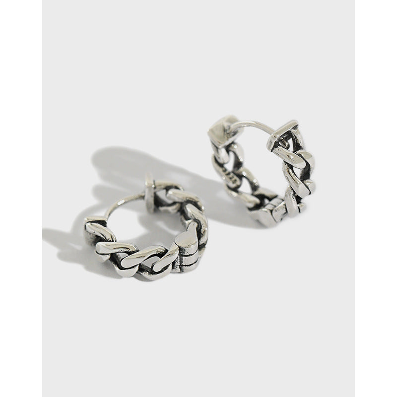 S925 Silver Vintage Old Twist Dumbbell Earrings