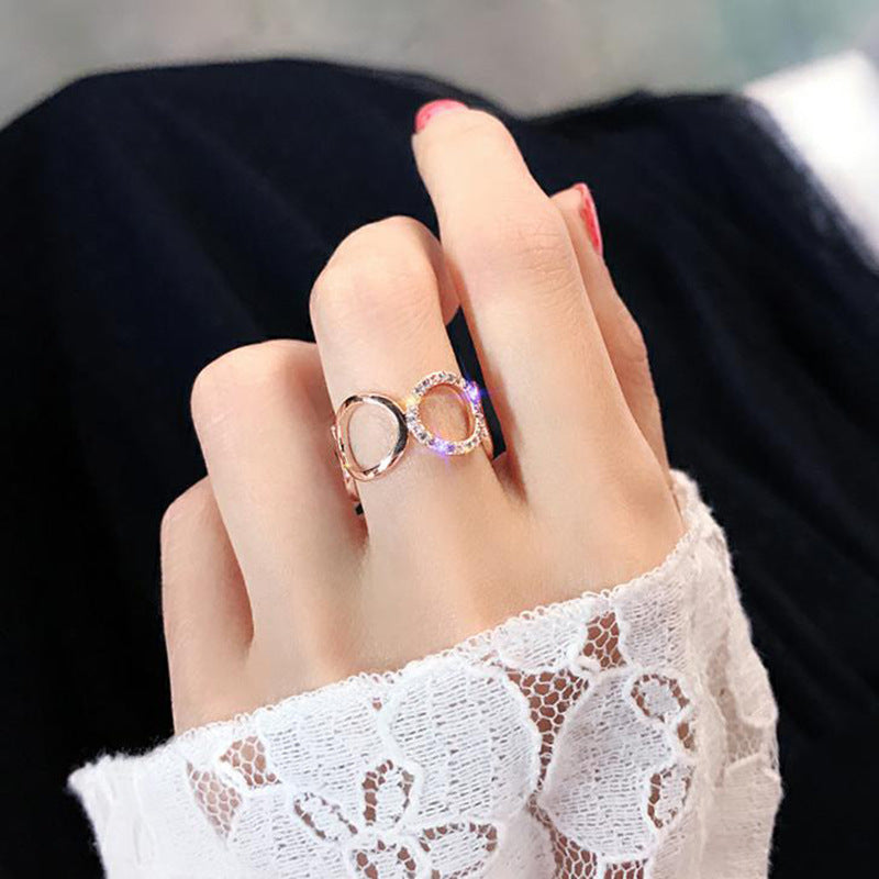 Dignified Hollow Circle Simple Cold Style Ring For Women