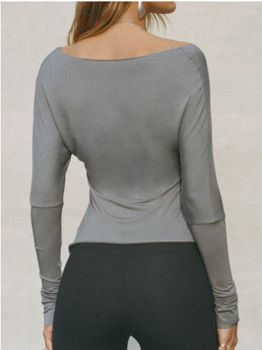 Women's Sports Style Solid Color Long-sleeved Bottoming Shirt