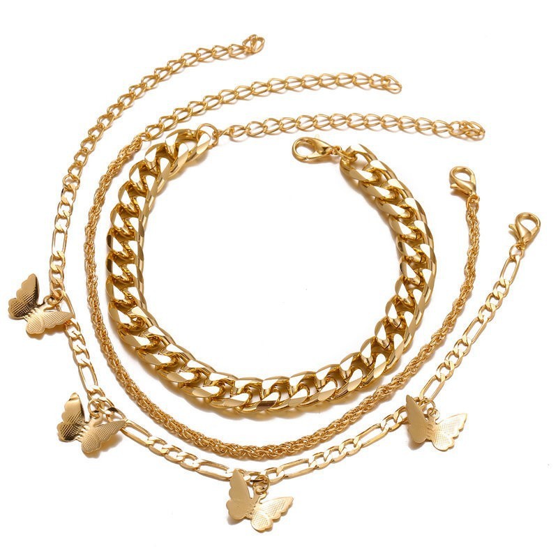 Fashion Personality Butterfly Simple Twin Style Anklet For Women