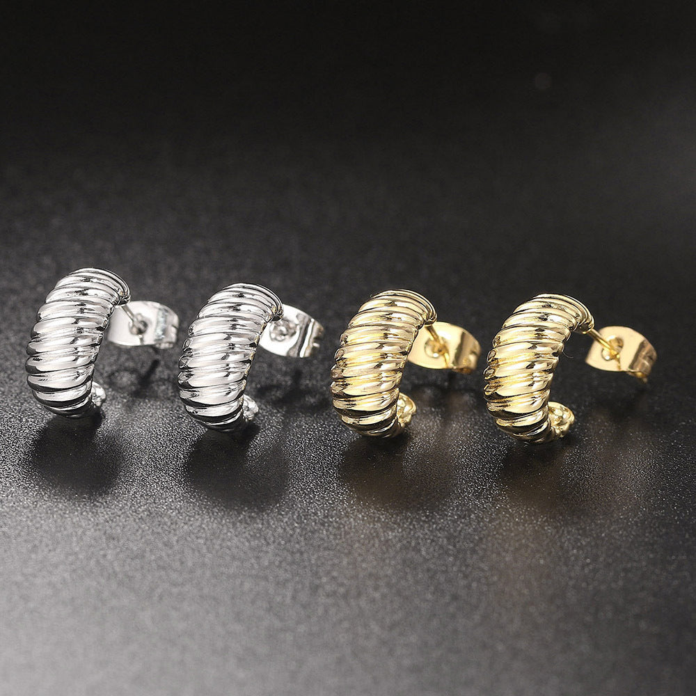 Simple French Style Croissant Stud Earrings For Women