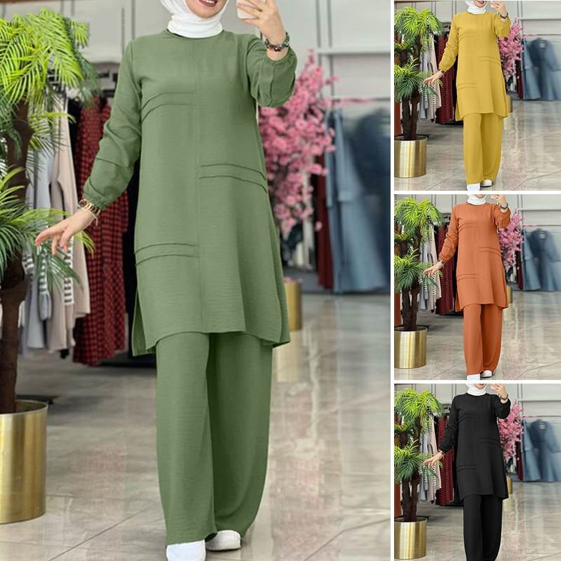Muslim Women's Wear Solid Color Two-piece Set