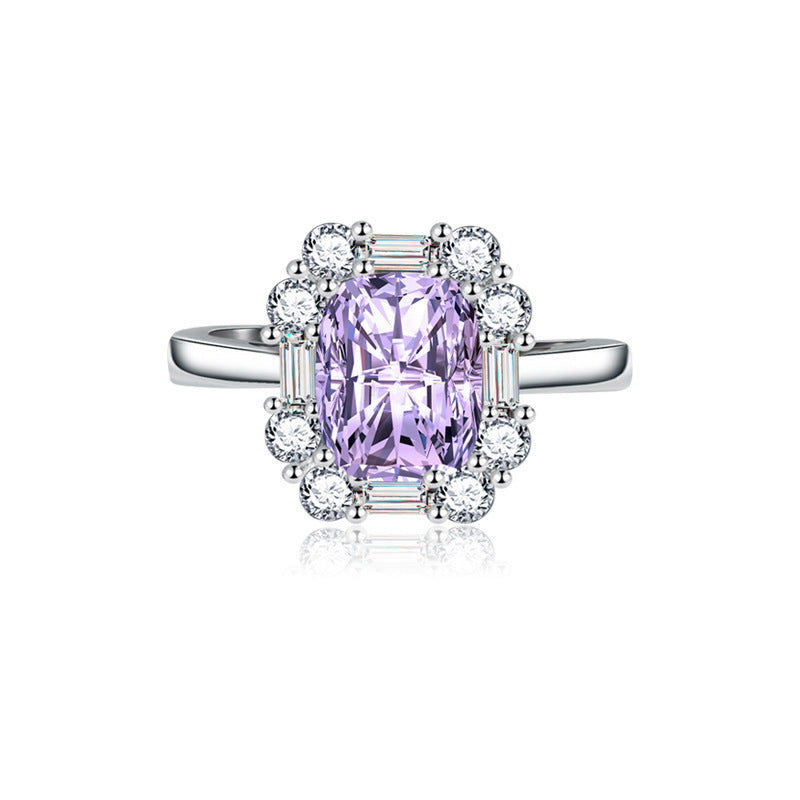 Cold Style Romantic Gentle Purple Shining Diamond Zircon Ring For Women