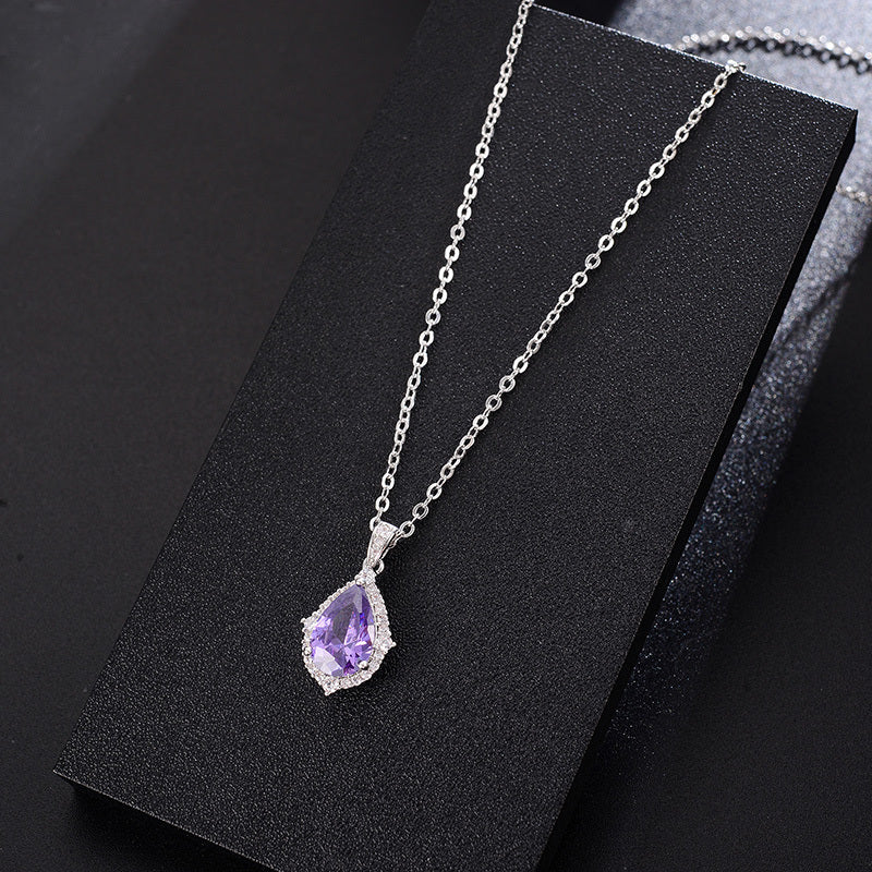 Necklace Korean Style Simple Amethyst Pendant Women