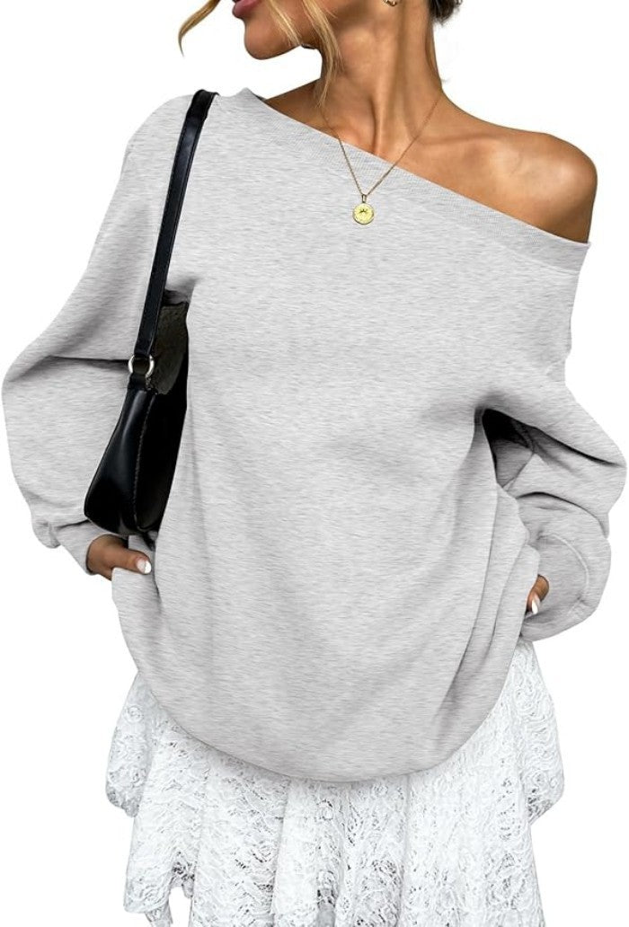 Sweaters Women's Clothing Solid Color Diagonal Collar