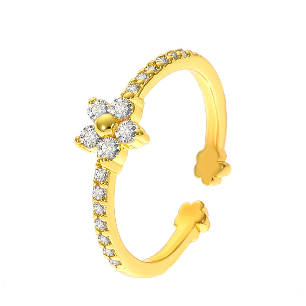 Full Diamond Flower Ring For Women South Korea Spring Affordable Luxury Style