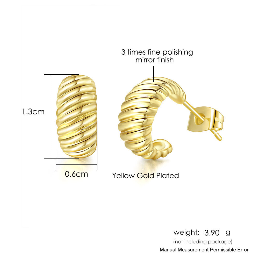 Simple French Style Croissant Stud Earrings For Women