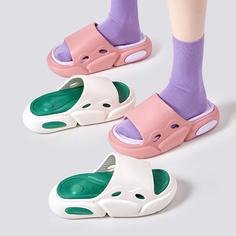 Women's Two-color Slippers For Couple Thick-soled Indoor Floor House Shoes Summer Outdoor Leisure Beach Shoes Women Men