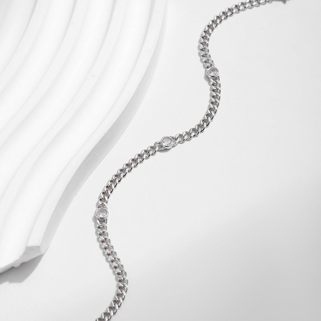 S925 Sterling Silver Japanese Style Personalized Punk Fashion Shining Diamond Bracelet Accessories For Women