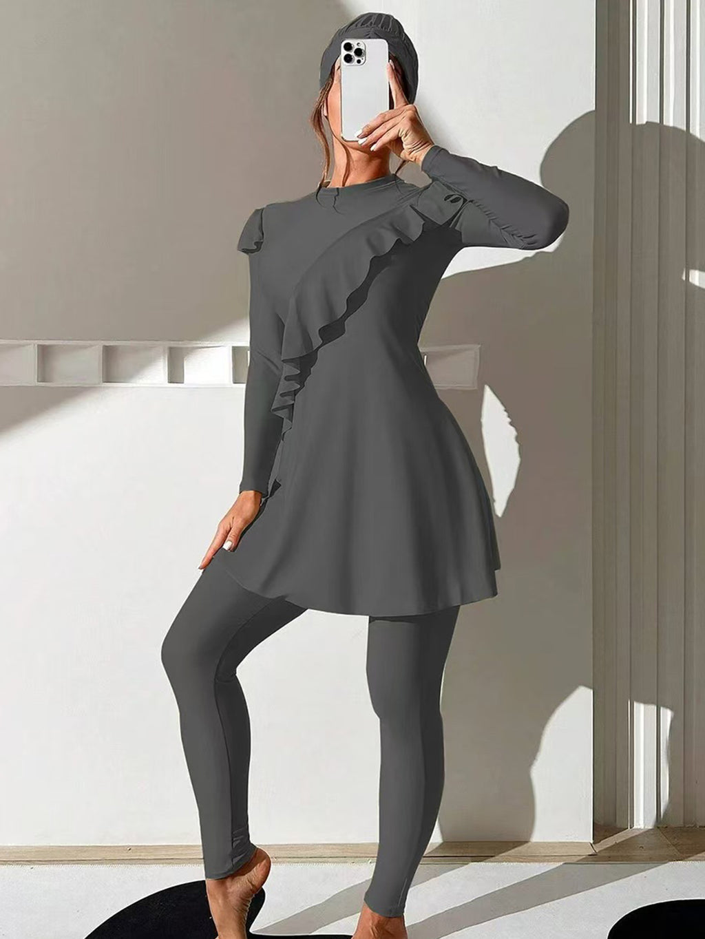 Muslim Swimsuit Long Sleeve Swimming Dress Long Swimming Trunks Two-piece Set