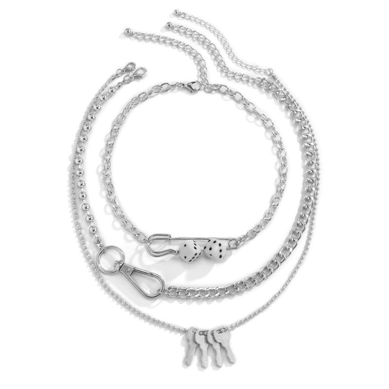Hip-hop Punk Style Metal Pin Key Necklace Women