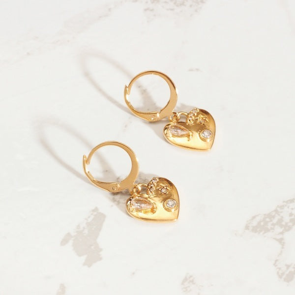 Retro Style Fashionable All-match Peach Heart Stud Earring Necklace For Women