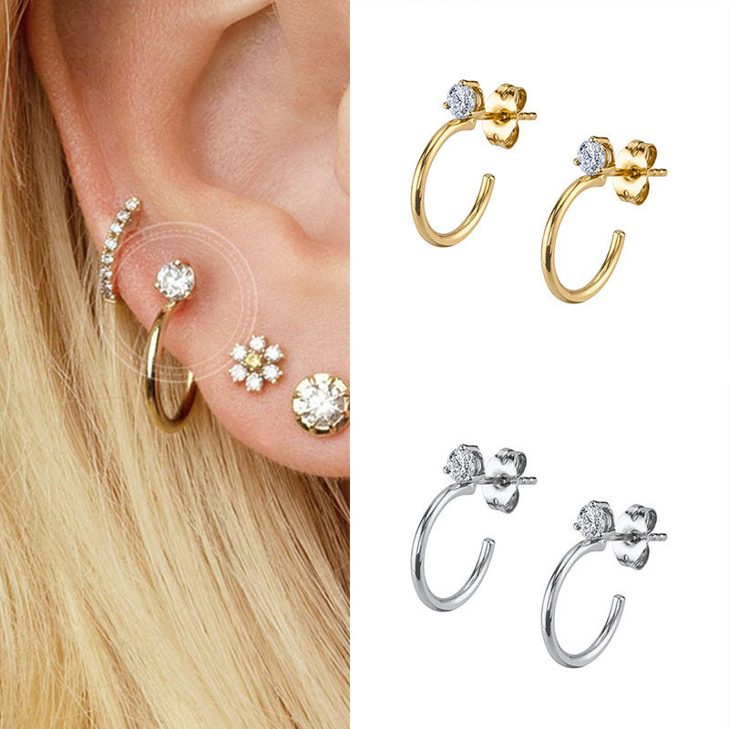 S925 Silver Korean Style Simple Geometric Earrings Women
