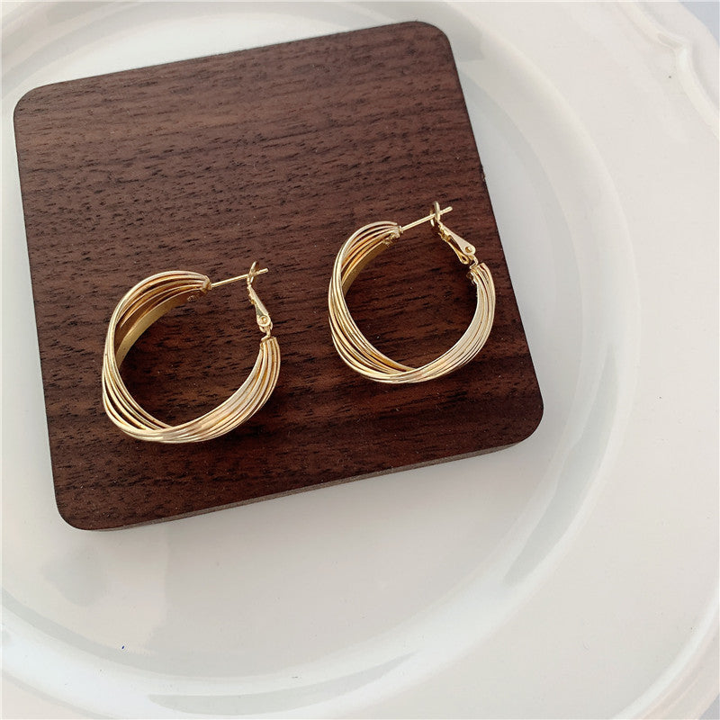 Trendy Sterling Silver Needle Stud Earrings For Women Korean Style Popular