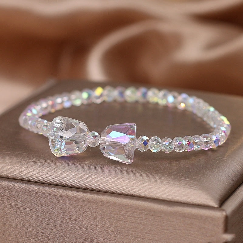 Colorful Crystal Korean Style Simple Mori Style Bow Bracelet