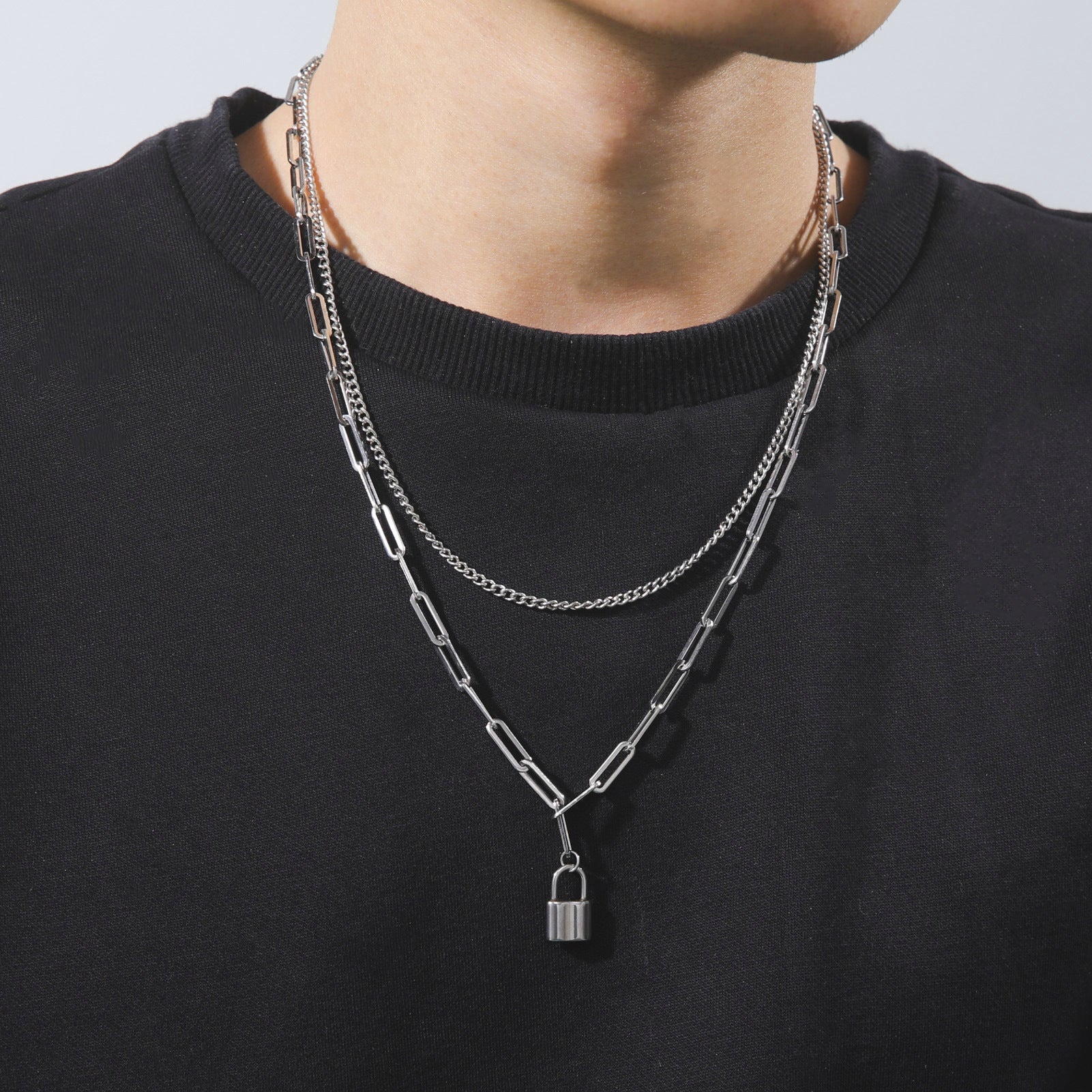European And American Style Double-layer Necklace Twin Style Men And Women Same Style
