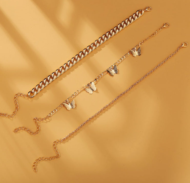 Fashion Personality Butterfly Simple Twin Style Anklet For Women