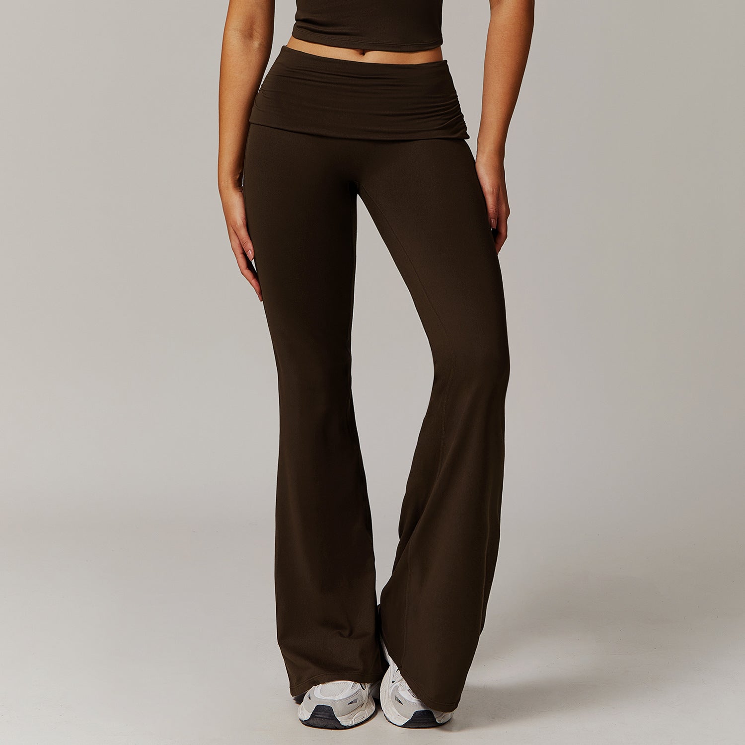 Wool Pleated Yoga Fold High Waist Running Sports Skinny Versatile Bell-bottom Pants