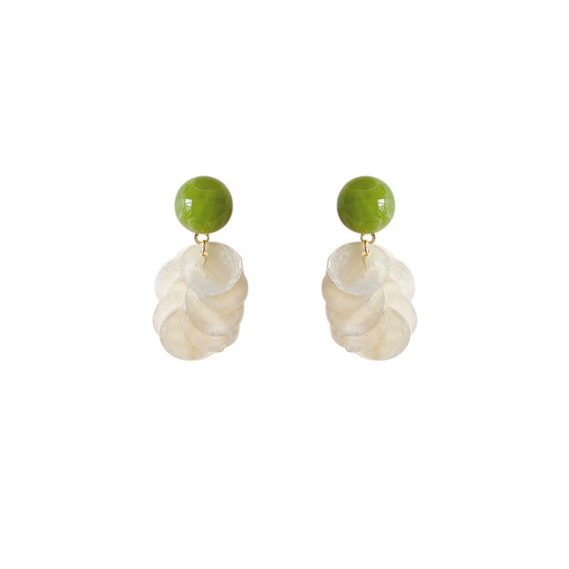 Mori Style Green Vacation Style Shell Earrings For Women