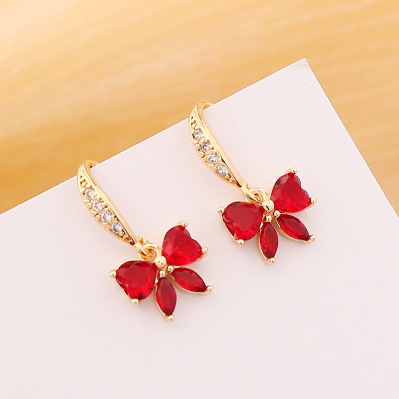 Full Diamond Zircon Butterfly Earrings Women Fashion Style Creative Earrings
