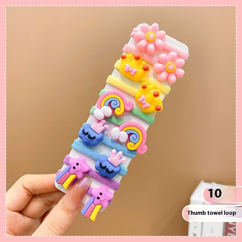 Rubber Band Female Hair-binding Children's Cartoon Hair Band Cute Baby Hair Friendly String Hair Rope Headdress