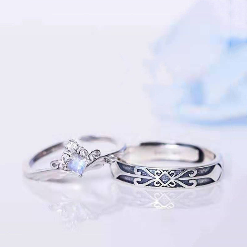 Do Old Moonstone Couple Rings Retro Princess Knight